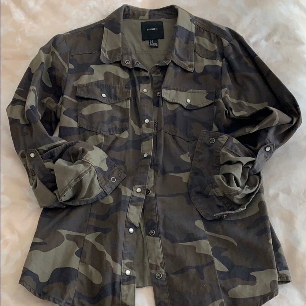 Camo Denim Button-Up